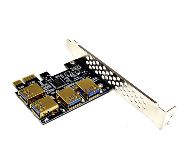 Karta rozszerzająca TISHRIC USB 3.0 - X16 PCI-E 1x do 4-portowy hub 16x PCI Express - złote złącze - BTC ETH górnik - 5 sztuk - Wianko - 6