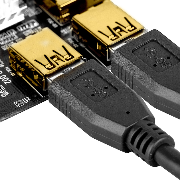 Karta rozszerzająca TISHRIC USB 3.0 - X16 PCI-E 1x do 4-portowy hub 16x PCI Express - złote złącze - BTC ETH górnik - 5 sztuk - Wianko - 3