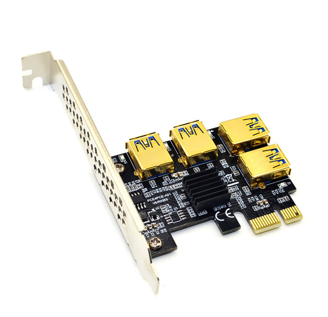 Karta rozszerzająca TISHRIC USB 3.0 - X16 PCI-E 1x do 4-portowy hub 16x PCI Express - złote złącze - BTC ETH górnik - 5 sztuk - Wianko - 5