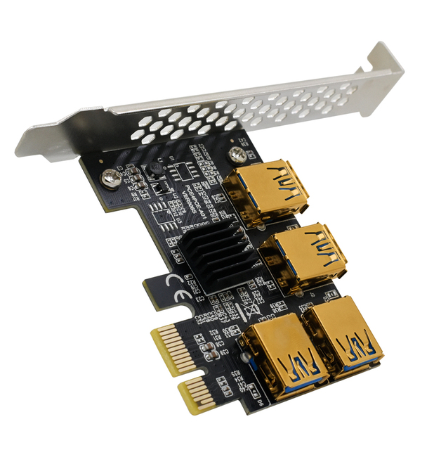 Karta rozszerzająca TISHRIC USB 3.0 - X16 PCI-E 1x do 4-portowy hub 16x PCI Express - złote złącze - BTC ETH górnik - 5 sztuk - Wianko - 10