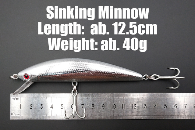 Twarda przynęta Lunker tonący Big Minnow 40g 12.5cm - Sea Bass, makrela, barracuda, GT Fish - Wianko - 2