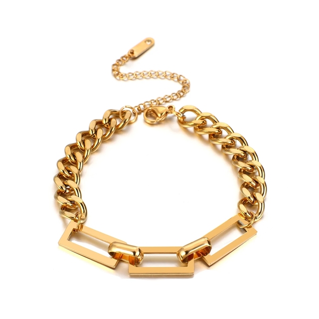 Bransoletka łańcuszkowa Kuba Chain Charm - nowoczesny złoty kolor, minimalistyczny design, regulowana długość, stal nierdzewna - Wianko - 5