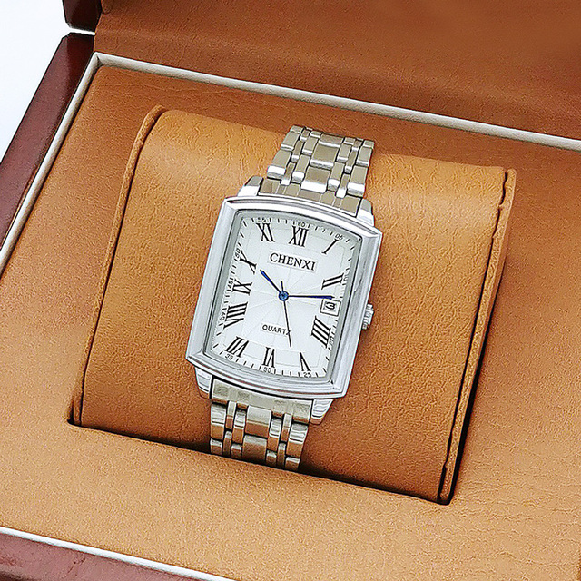 Zegarek męski CHENXI z kwadratową kopertą ze stali nierdzewnej i mechanizmem kwarcowym - wodoodporny i idealny do biznesowych stylizacji - Wianko - 2