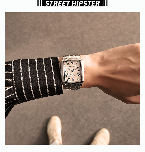 Zegarek męski CHENXI z kwadratową kopertą ze stali nierdzewnej i mechanizmem kwarcowym - wodoodporny i idealny do biznesowych stylizacji - Wianko - 18