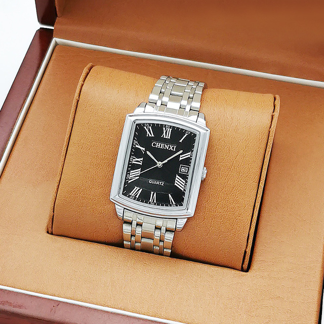 Zegarek męski CHENXI z kwadratową kopertą ze stali nierdzewnej i mechanizmem kwarcowym - wodoodporny i idealny do biznesowych stylizacji - Wianko - 12