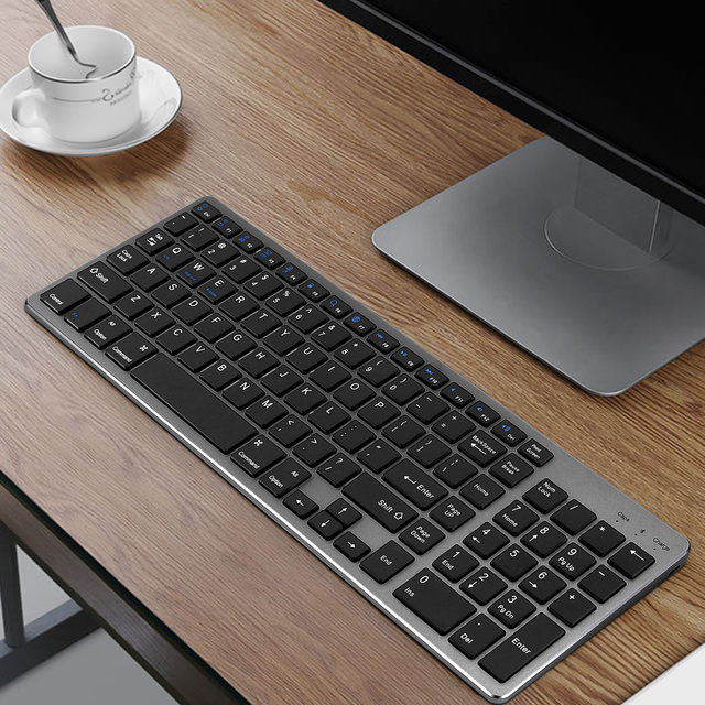 Bezprzewodowa klawiatura Bluetooth z pełnowymiarowymi klawiszami numerycznymi, ultra cienka i ładowalna, do laptopa, pulpitu i tabletu PC - Wianko - 7