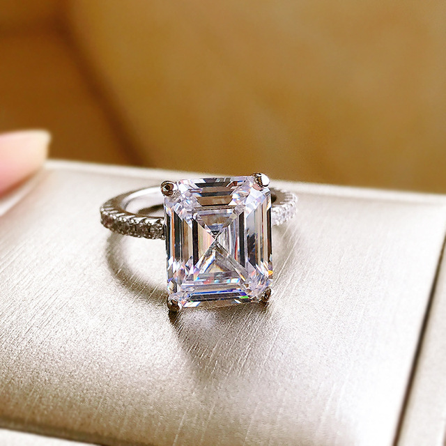 Luksusowy pierścionek ślubny dla kobiet z białym diamentem z cyrkonu, wykonany ze srebra próby 925, o cięciu księżniczka i wadze 5CT - Wianko - 10