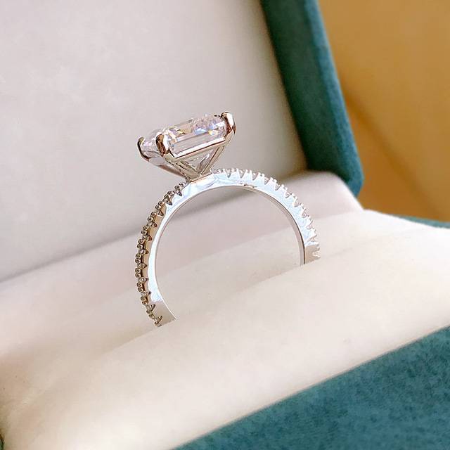Luksusowy pierścionek ślubny dla kobiet z białym diamentem z cyrkonu, wykonany ze srebra próby 925, o cięciu księżniczka i wadze 5CT - Wianko - 11