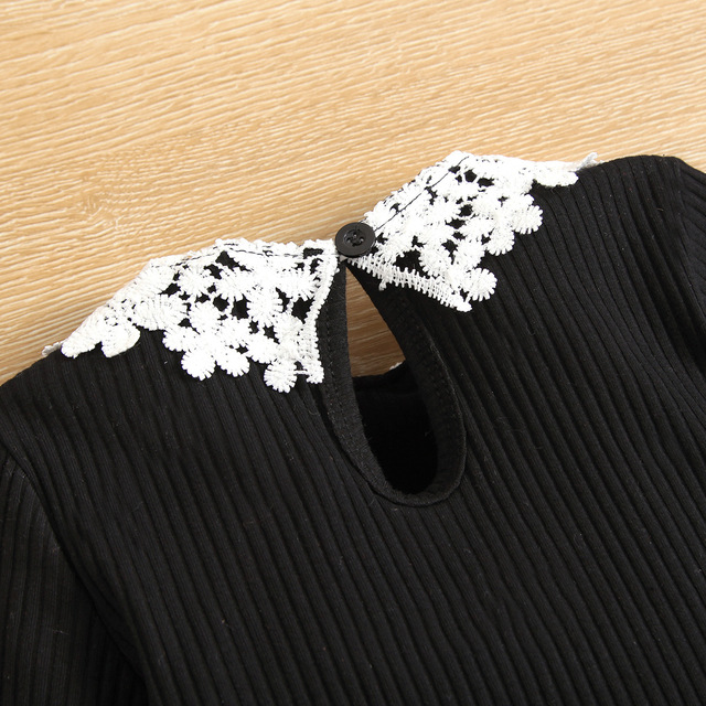 Zestaw dziewczęcych zimowych ubrań: długi sweter, koszula, spódnica - 2 sztuki z koronką - Wianko - 29
