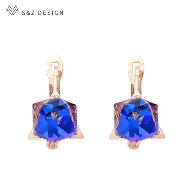 Kolczyki wiszące S & Z DESIGN 2020 z kolorową kostką sześcienną i kryształowym wiszątkiem - biżuteria ślubna - Wianko - 8