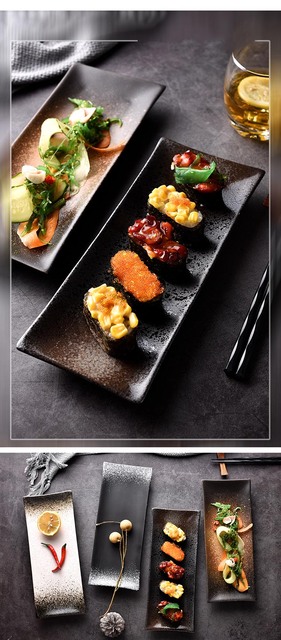 Japoński talerz Sushi - ceramiczny, płytki, restauracyjny - na deser, ciasto, owoce - zastawa stołowa, kuchenna, naczynie na przekąski - 1 sztuka - Wianko - 3