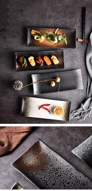 Japoński talerz Sushi - ceramiczny, płytki, restauracyjny - na deser, ciasto, owoce - zastawa stołowa, kuchenna, naczynie na przekąski - 1 sztuka - Wianko - 1