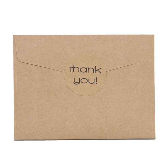 Zestaw 6 kartek Retro Kraft z podziękowaniami - dekoracja na urodziny, święto, dziękczynienie, błogosławieństwo - z naklejkami i kopertami - Wianko - 7