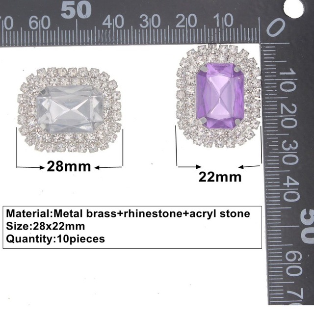 10 sztuk prostokątnych kryształów akrylowych Rhinestone do szyć na biżuterię - 28x22mm - Wianko - 3