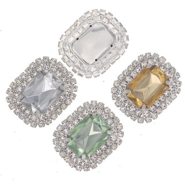 10 sztuk prostokątnych kryształów akrylowych Rhinestone do szyć na biżuterię - 28x22mm - Wianko - 4