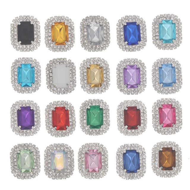10 sztuk prostokątnych kryształów akrylowych Rhinestone do szyć na biżuterię - 28x22mm - Wianko - 2