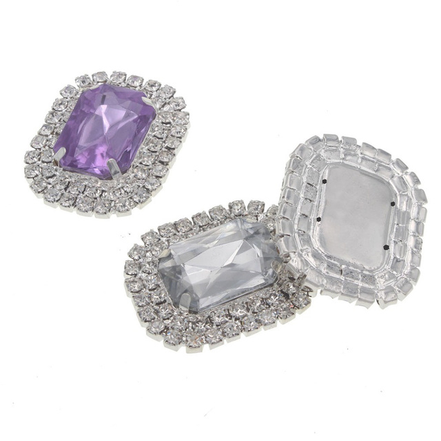 10 sztuk prostokątnych kryształów akrylowych Rhinestone do szyć na biżuterię - 28x22mm - Wianko - 6