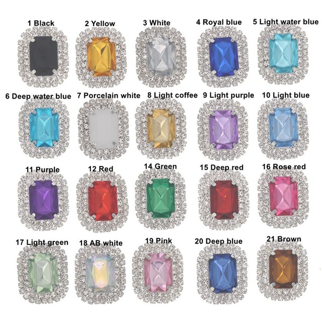 10 sztuk prostokątnych kryształów akrylowych Rhinestone do szyć na biżuterię - 28x22mm - Wianko - 1