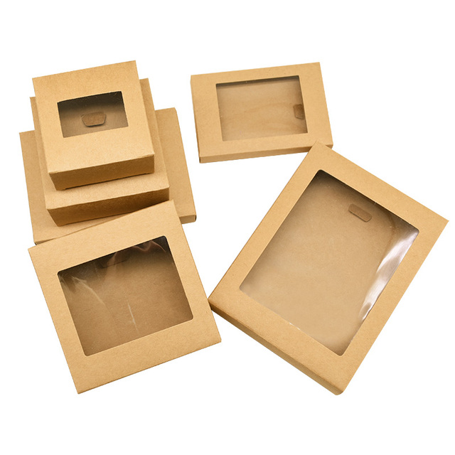 Pudełko na prezenty z papieru pakowego z okienkiem, czarne, pakowane po 6 sztuk - Wianko - 10
