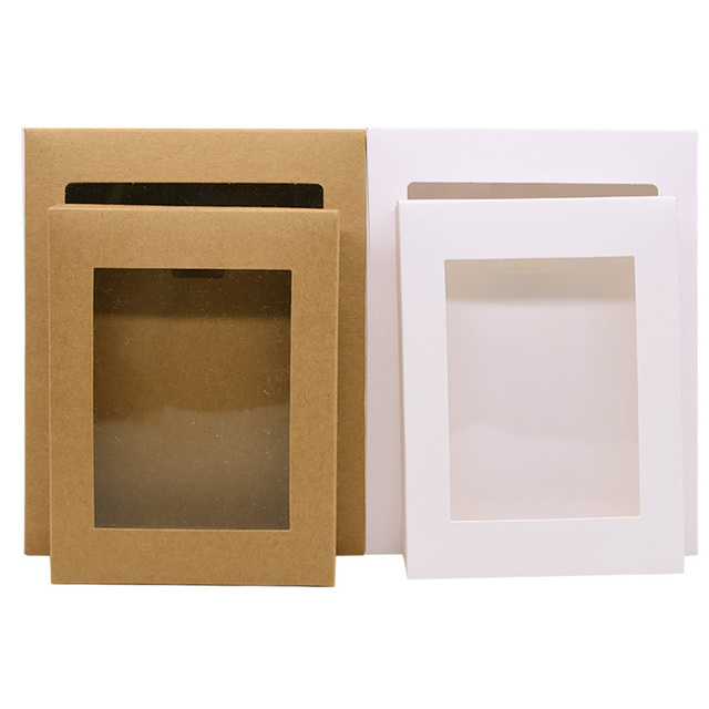 Pudełko na prezenty z papieru pakowego z okienkiem, czarne, pakowane po 6 sztuk - Wianko - 15