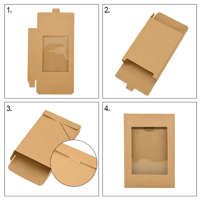 Pudełko na prezenty z papieru pakowego z okienkiem, czarne, pakowane po 6 sztuk - Wianko - 7