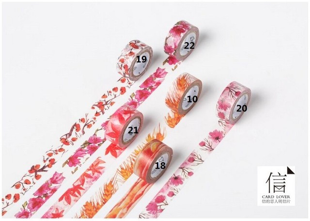 Kwiatowa taśma papierowa Washi 15mmx7m - 4-sezonowe kolory, maskujące dekoracje, naklejki DIY - szkolne artykuły papiernicze - Wianko - 10