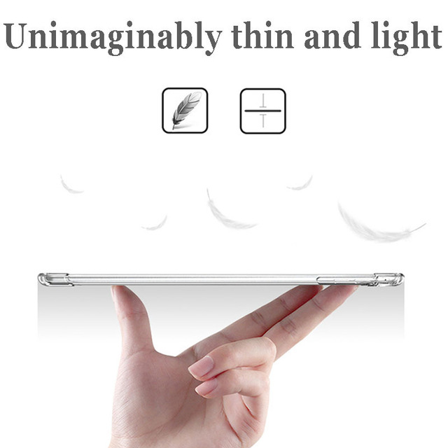 Miękki futerał silikonowy z otworem na długopis do iPada (Air Pro 10.2 / Pro 10.5 / 9.7 / Mini 1-5) - przezroczysty tylna okładka - Wianko - 7