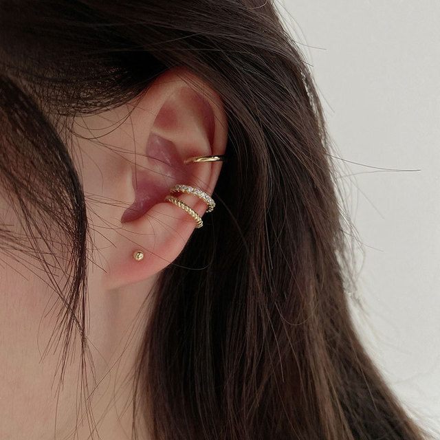 Klipsy do uszu KISSLOVE Ear Cuff złote liście, czarne, non-piercing, fałszywe kolczyki na chrząstkę hurt - Wianko - 3