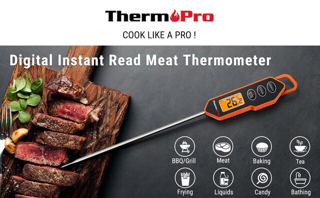 ThermoPro TP01H - Cyfrowy termometr do grillowania z podświetlanym wyświetlaczem LCD, natychmiastowy odczyt, idealny do kuchni i piekarnika - Wianko - 1