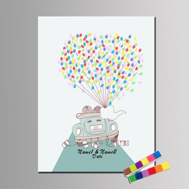 Księga gości DIY z odciskami palców - dekoracja na przyjęcie urodzinowe i ślubne dla dzieci i par młodych - malowana kreskówka samochód - Wianko - 3