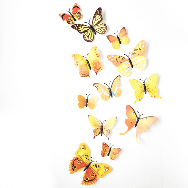 Naklejki na ścianę z motylami - zestaw 12 sztuk dekoracji PVC do domu i kuchni - Wianko - 6