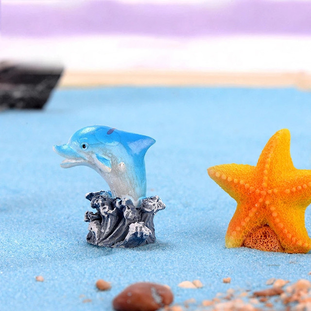 Rzemiosło żywiczne figurki morskie do Terrarium – delfin, rozgwiazda, mewa - Wianko - 5