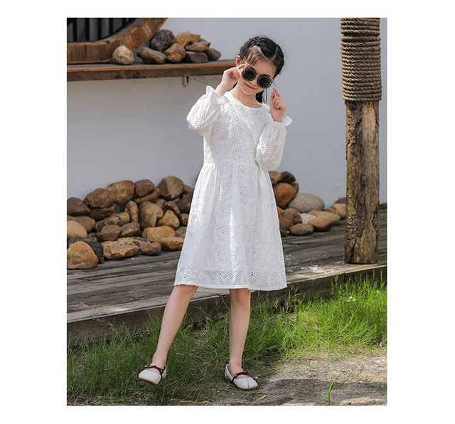 Dziewczęca biała bawełniana sukienka Princess Party Dress dla dzieci 3-12 lat - Wianko - 3