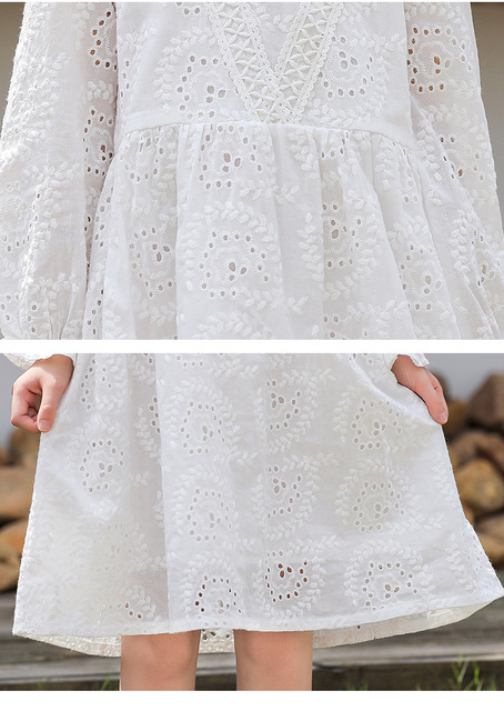 Dziewczęca biała bawełniana sukienka Princess Party Dress dla dzieci 3-12 lat - Wianko - 9