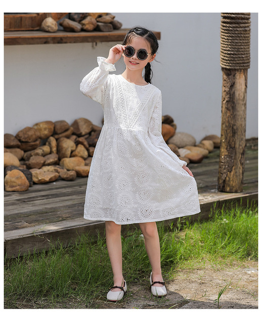 Dziewczęca biała bawełniana sukienka Princess Party Dress dla dzieci 3-12 lat - Wianko - 5