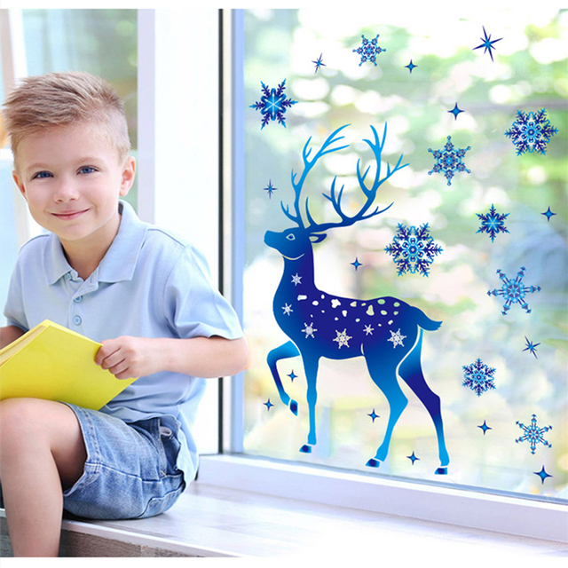 Bożonarodzeniowa kalkomania na okno: ścienne naklejki zimowego jelenia, DIY dekoracje dziecięcego pokoju - Wianko - 3