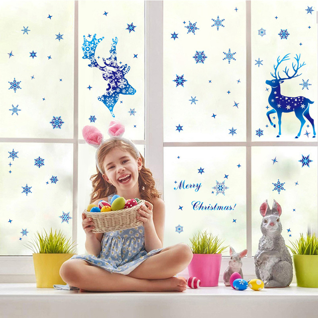 Bożonarodzeniowa kalkomania na okno: ścienne naklejki zimowego jelenia, DIY dekoracje dziecięcego pokoju - Wianko - 2