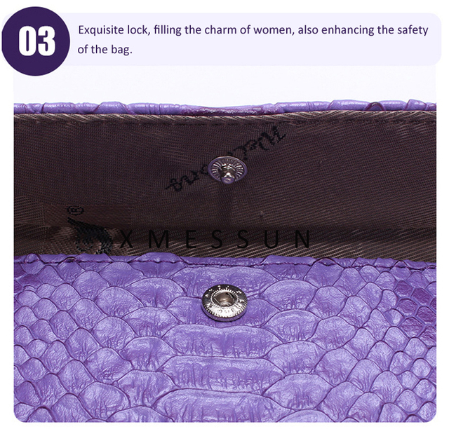Fioletowa skórzana kopertówka Crossbody XMESSUN moda Python dla kobiet - lato 2021 - Wianko - 53