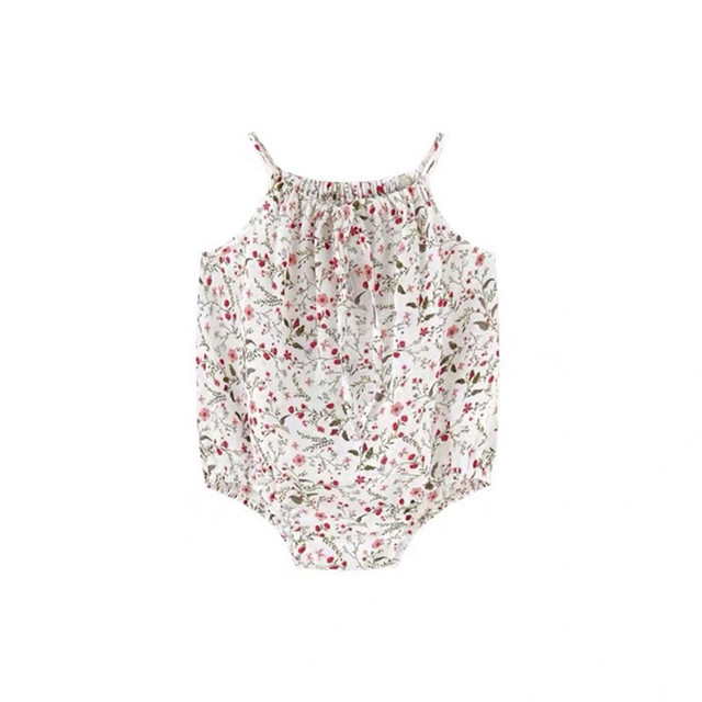Ubranie dla dziewczynki w stylu Vintage na lato - spiochy Newborn-2Y w kwiatowe wzory, bawełniany jednoczęściowy kombinezon bez pleców - Wianko - 26