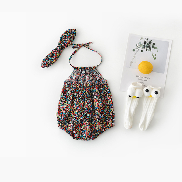 Ubranie dla dziewczynki w stylu Vintage na lato - spiochy Newborn-2Y w kwiatowe wzory, bawełniany jednoczęściowy kombinezon bez pleców - Wianko - 15