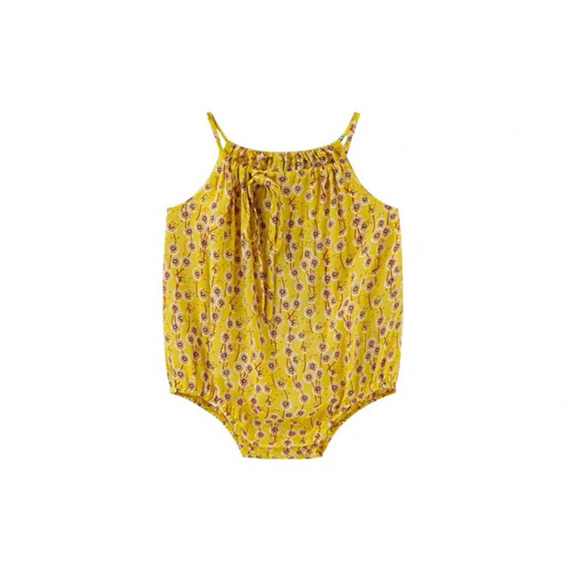 Ubranie dla dziewczynki w stylu Vintage na lato - spiochy Newborn-2Y w kwiatowe wzory, bawełniany jednoczęściowy kombinezon bez pleców - Wianko - 24