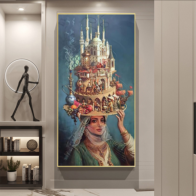 Obraz na płótnie dekoracyjny w stylu Vintage z perskim motywem zamku księżniczki - Wianko - 3