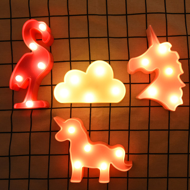 Lampa nocna jednorożec flamingo chmura z 3D efektem LED - dekoracja do pokoju dziecięcego, prezent noworoczny - Wianko - 5