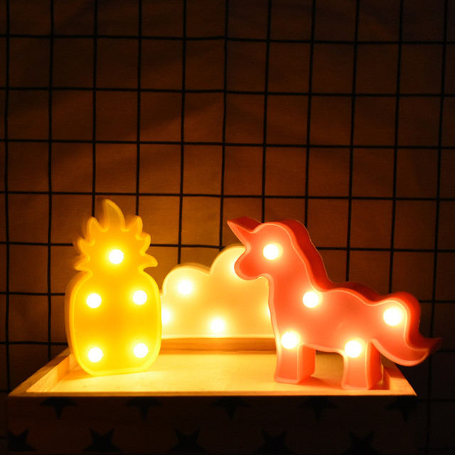 Lampa nocna jednorożec flamingo chmura z 3D efektem LED - dekoracja do pokoju dziecięcego, prezent noworoczny - Wianko - 7