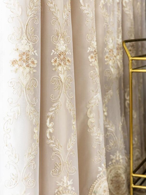 Perłowa koronkowa haftowana zasłona typu woal - lekka luksusowa dla salonu - zaciemniająca dwuwarstwowa gaza - dla pokoju księżniczki (X773F) - Wianko - 18