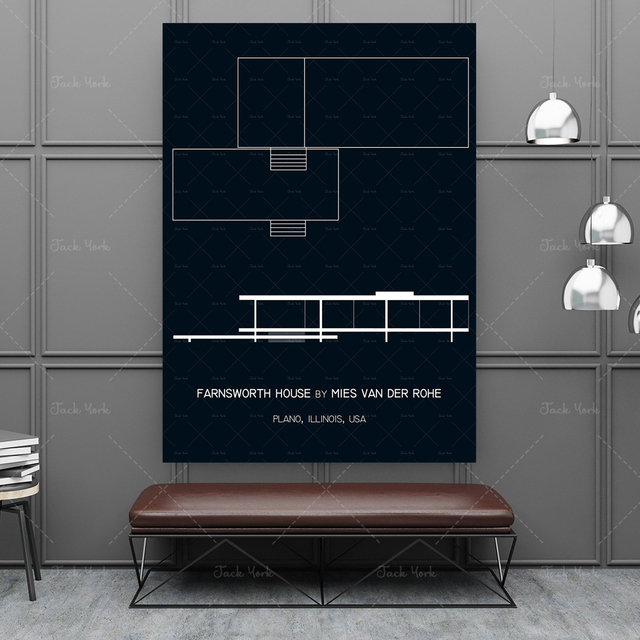 Plakat Dom Farnsworth I Mies van der Rohe I Minimalistyczny I Architektura - Wianko - 7