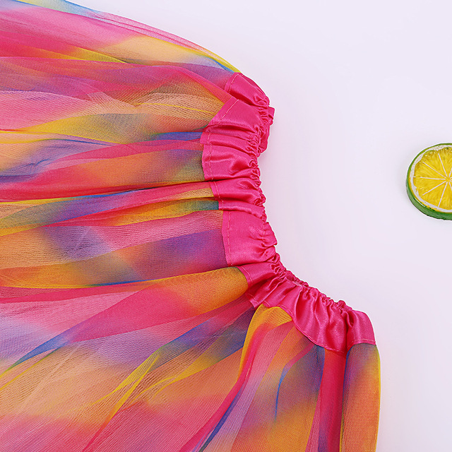 Trójwarstwowa kolorowa spódnica słodkiej odzieży dziecięcej w stylu księżniczki Party Dance Girls, z siatkową tiulową spódnicą Tutu - Wianko - 5