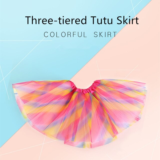 Trójwarstwowa kolorowa spódnica słodkiej odzieży dziecięcej w stylu księżniczki Party Dance Girls, z siatkową tiulową spódnicą Tutu - Wianko - 1