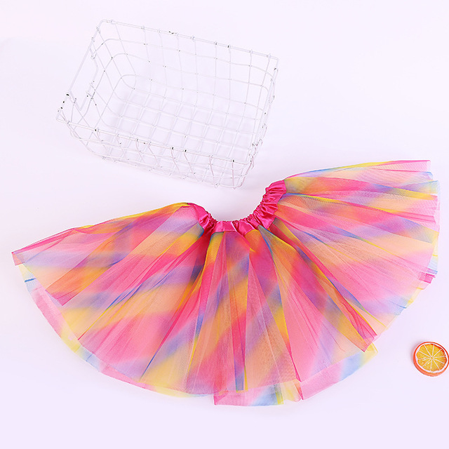 Trójwarstwowa kolorowa spódnica słodkiej odzieży dziecięcej w stylu księżniczki Party Dance Girls, z siatkową tiulową spódnicą Tutu - Wianko - 2