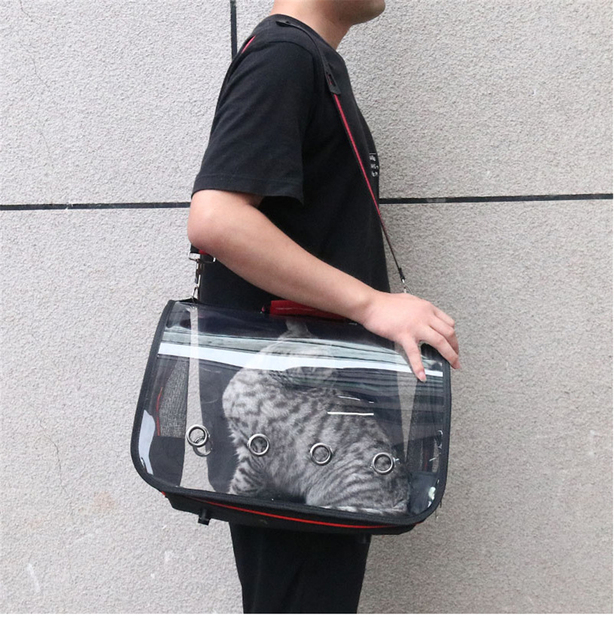Przenośne nosidełko na zwierzęta domowe - przewiewna i przezroczysta torebka ze siatką dla kotów i szczeniąt - Wianko - 12
